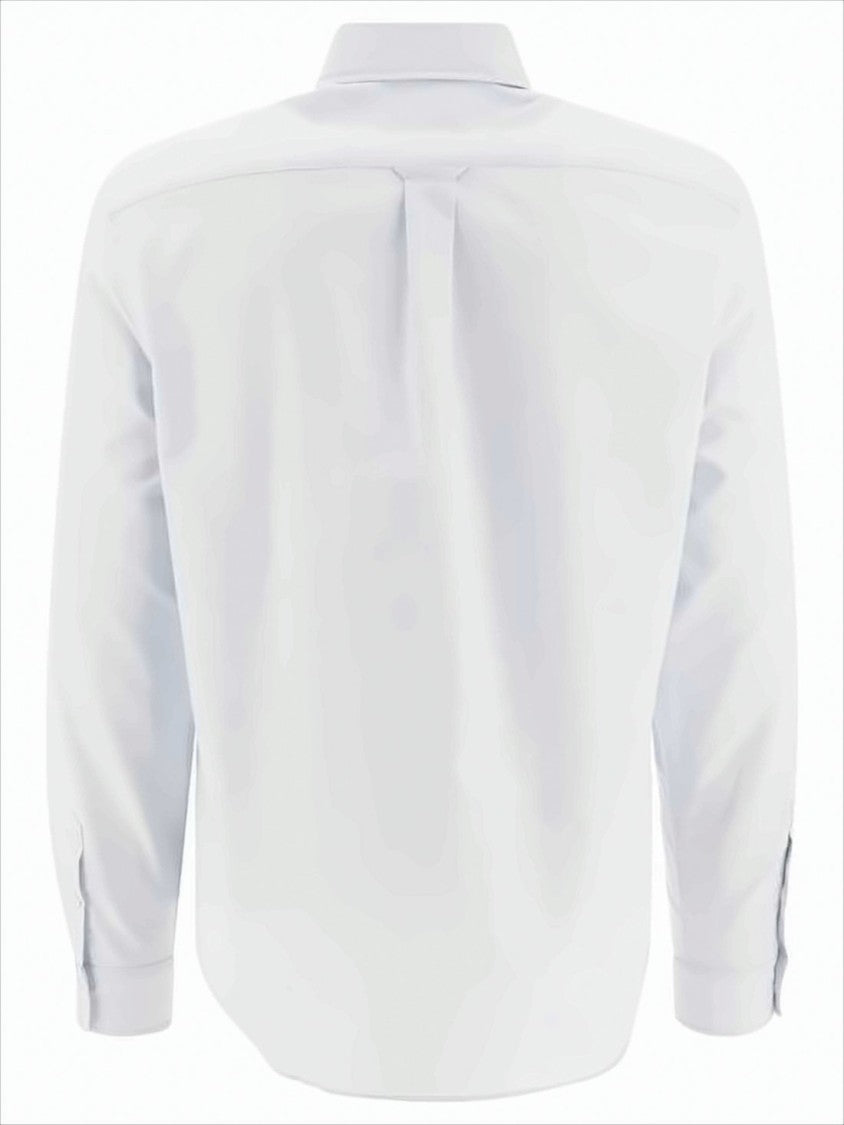 Classic Long-Sleeve White Cotton Shirt With Embroidered Fox Detail