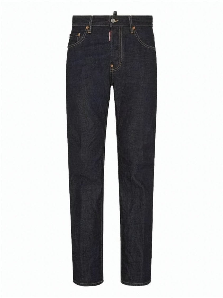 Straight-Leg Denim Pants with Dark Indigo Wash