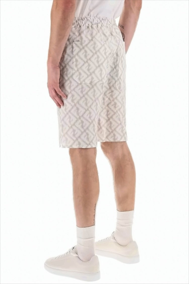 Relaxed Fit Linen Shorts with Geometric Pattern