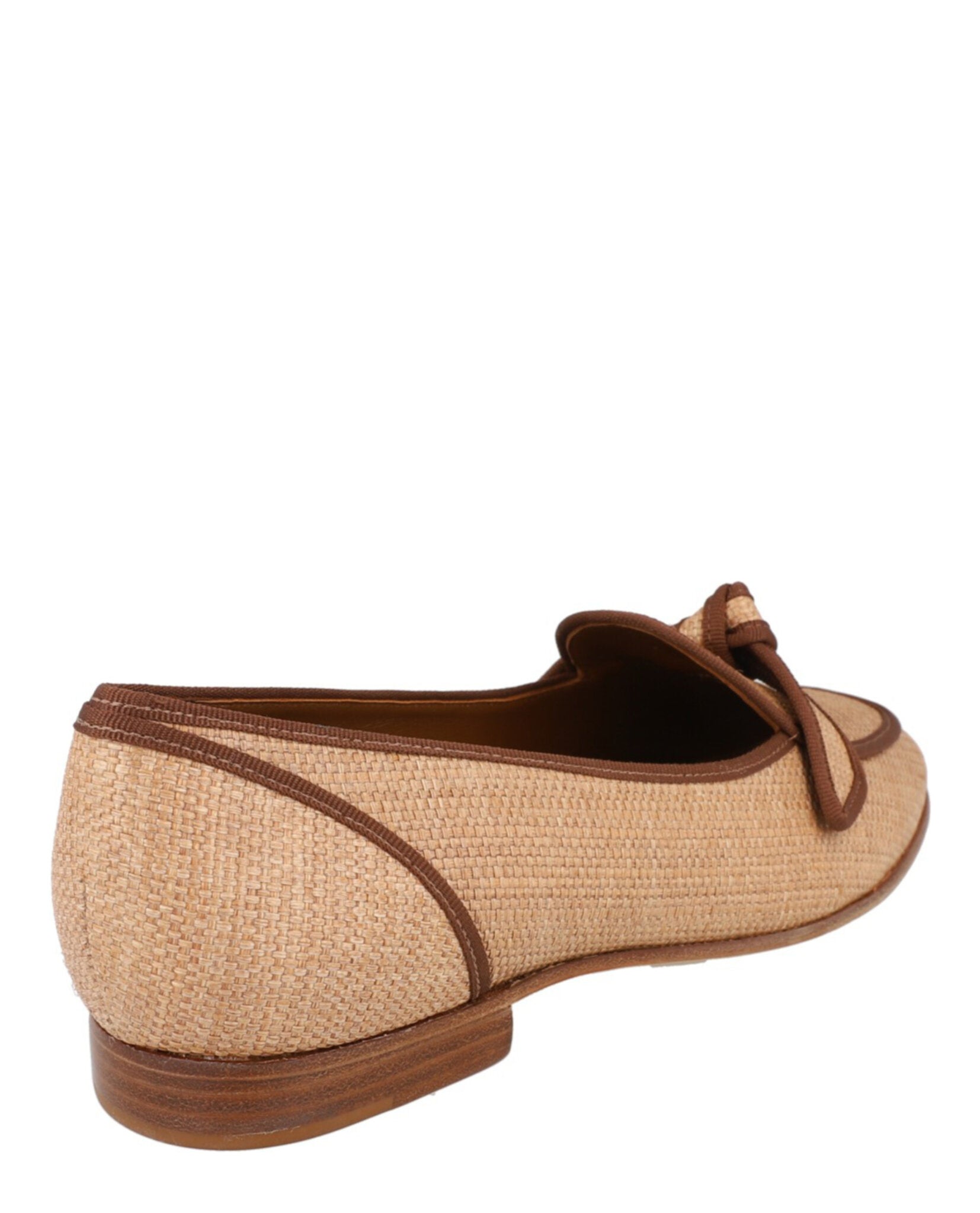 Grosgrain-Trim Raffia Loafers