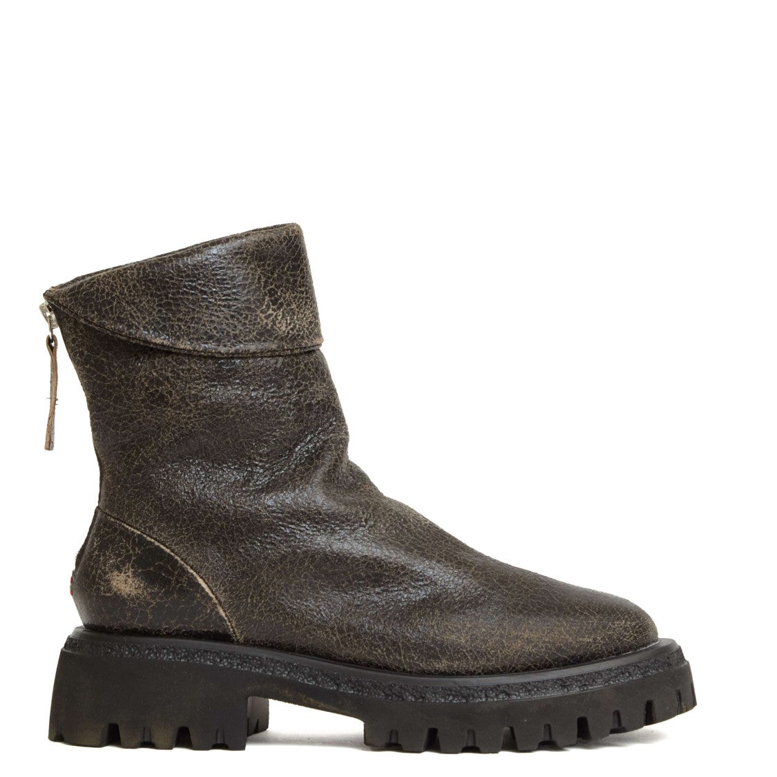 Black and Taupe Crackle Ankle Boot