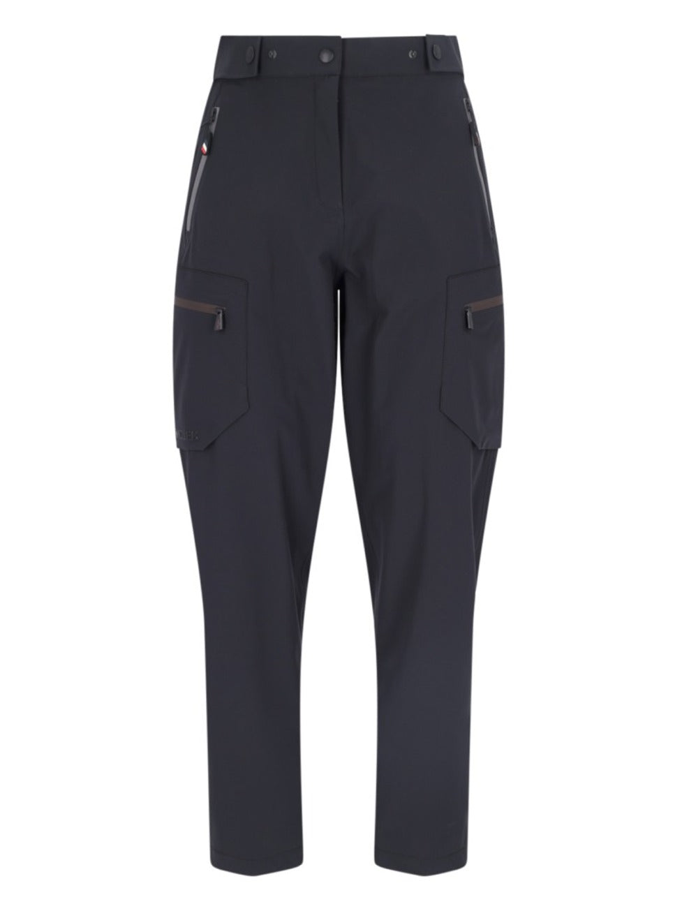 Wide Multi-Pocket Trousers In Black Stretch Nylon