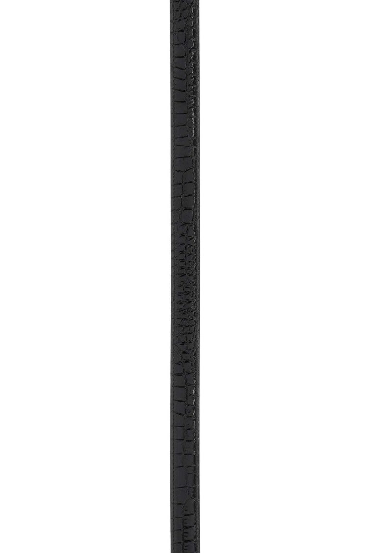 Textured Calf Leather Belt with Gold Buckle