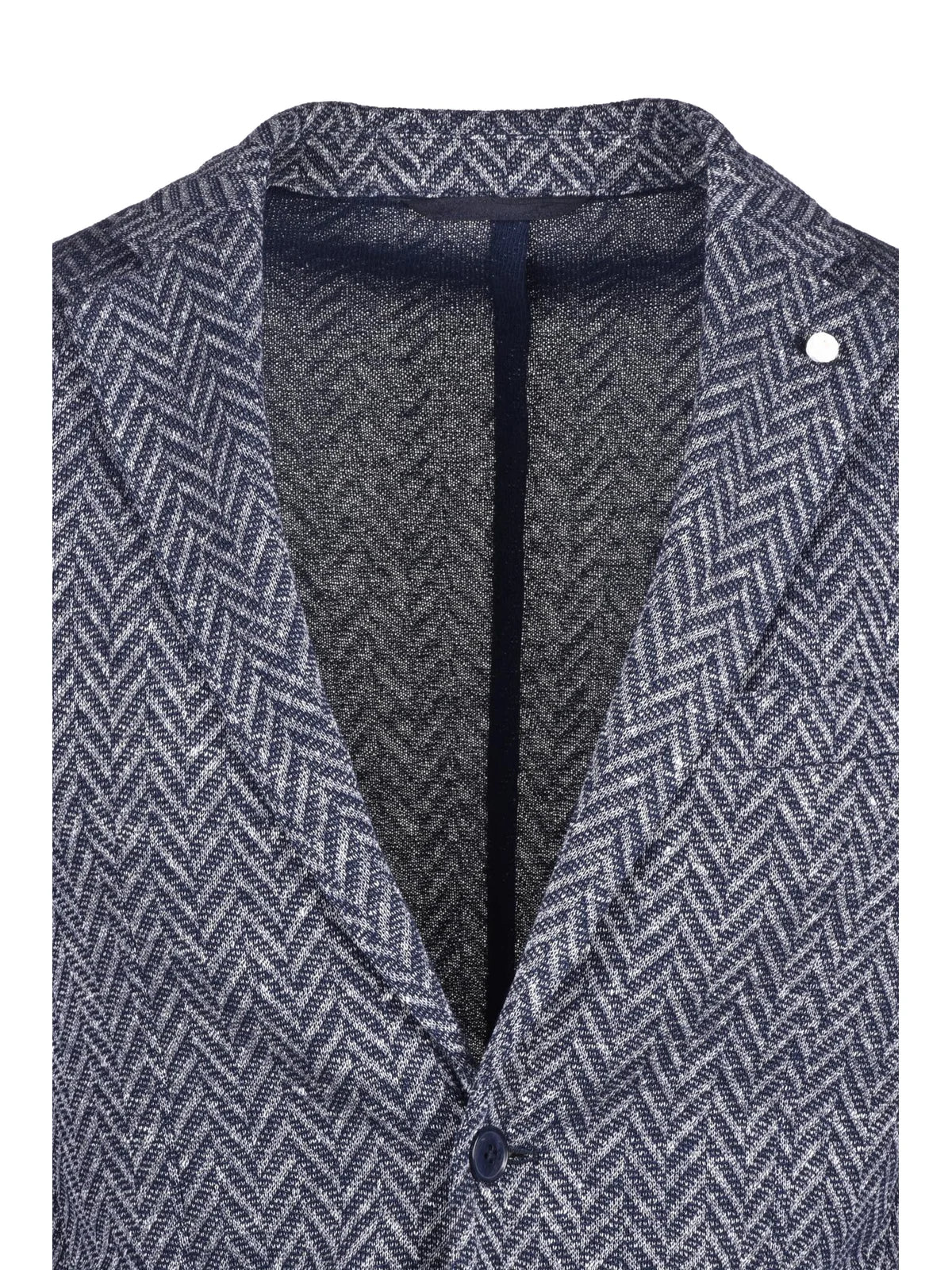 Tailored Herringbone Blue Blazer with Unlined Construction