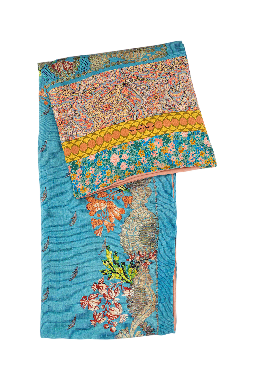 Turquoise Silk Scarf With Paisley Design