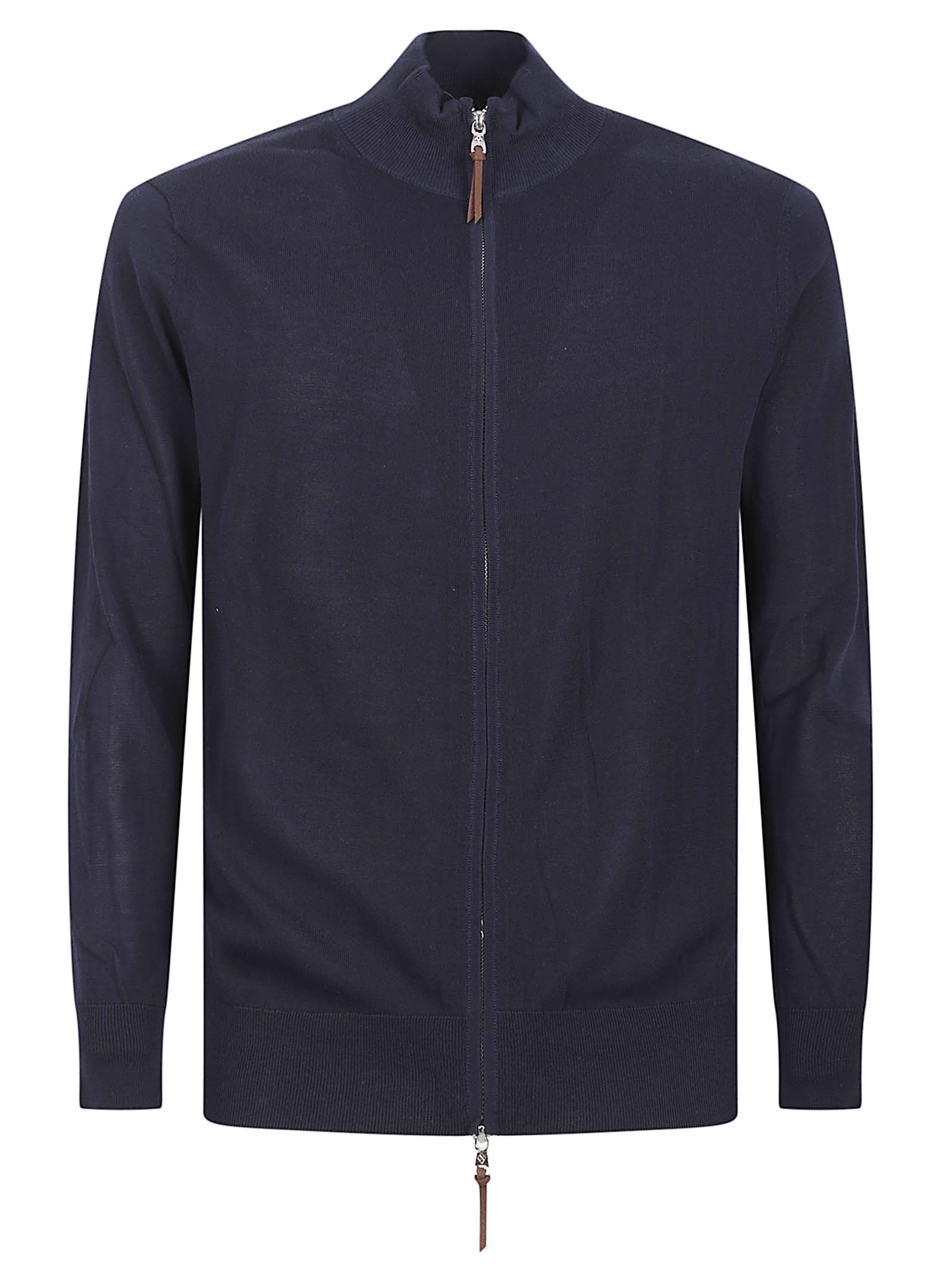 Full Zip Sweater with High Collar