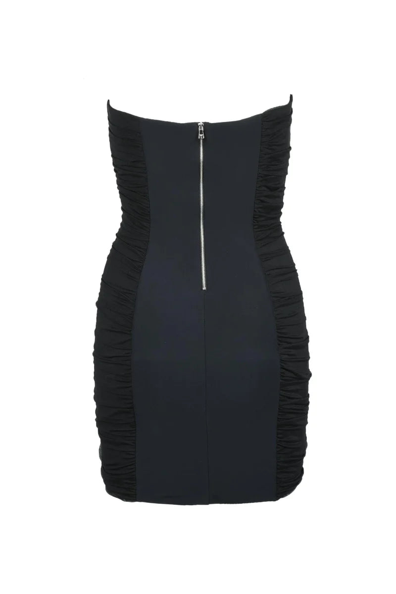 Strapless Mini Dress with Ruched Detailing