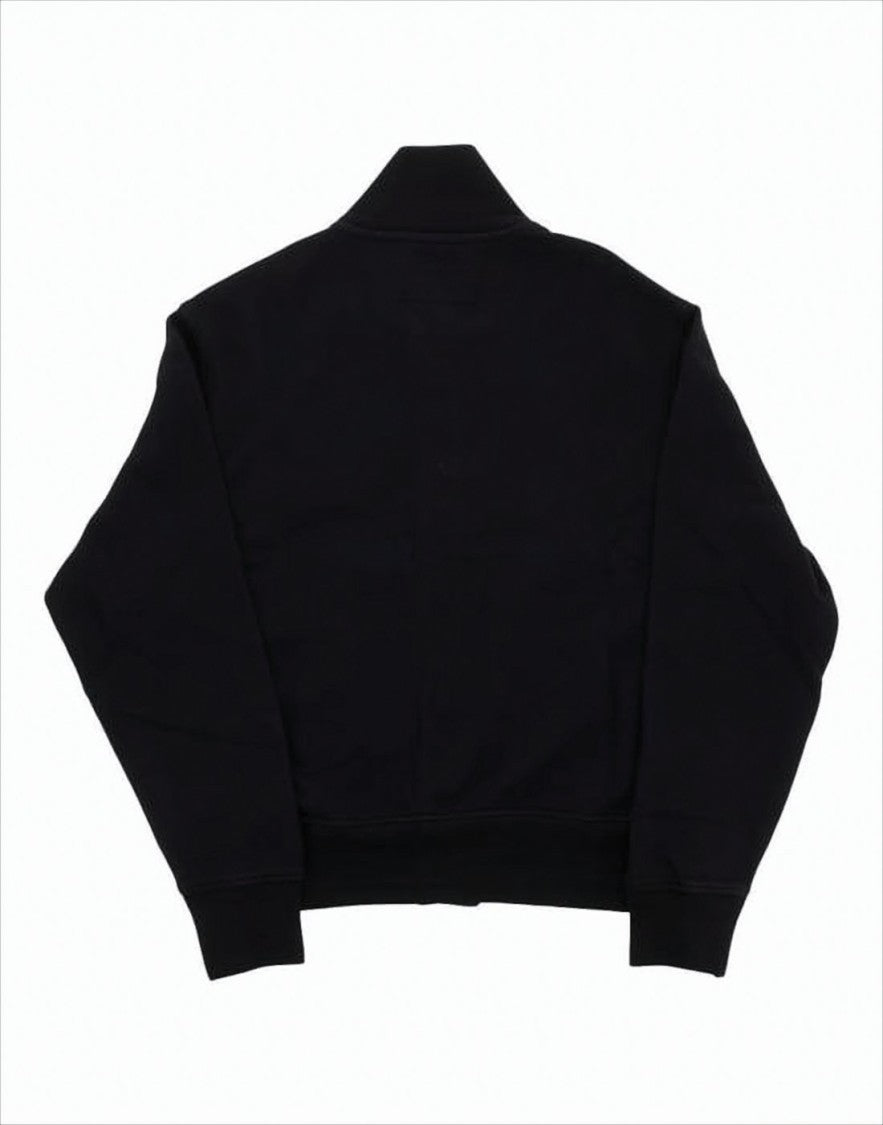 Black Cotton Jacket with Button-Up Front