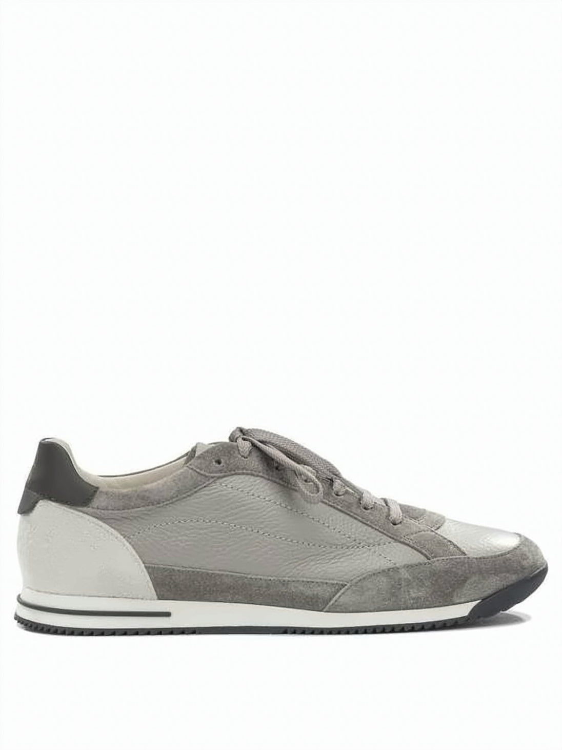 Deerskin and Suede Sneakers with Textured Panels