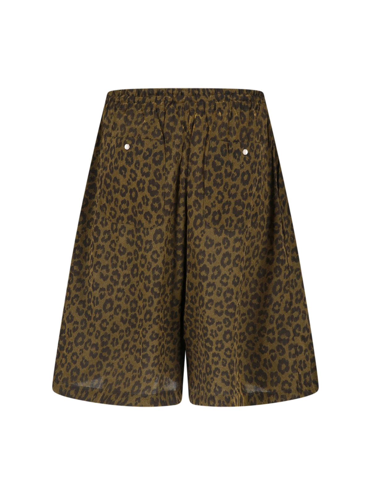Brown Animal Print Drawstring Cotton Shorts