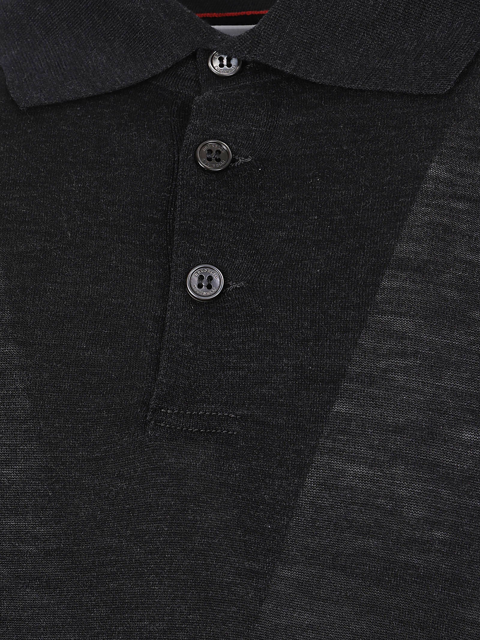 Navy Silk and Cotton Blend Polo T-Shirt