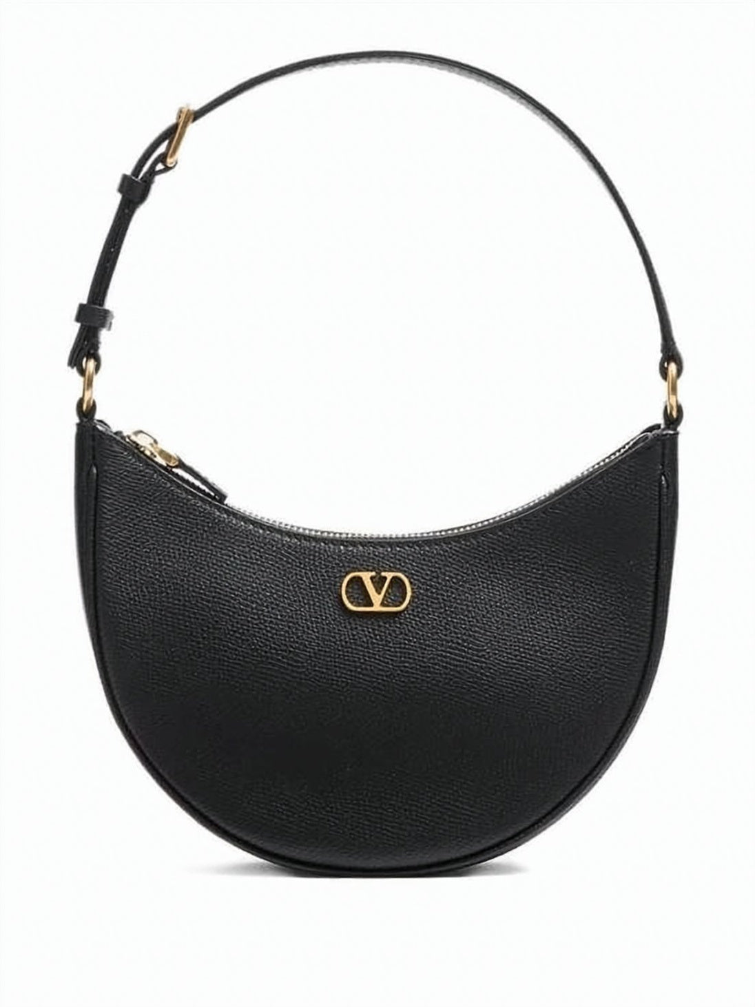 Crescent-Shaped Calf Leather Shoulder Bag