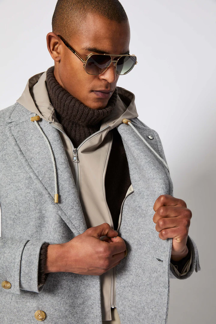 Light Grey Peacoat With Hood