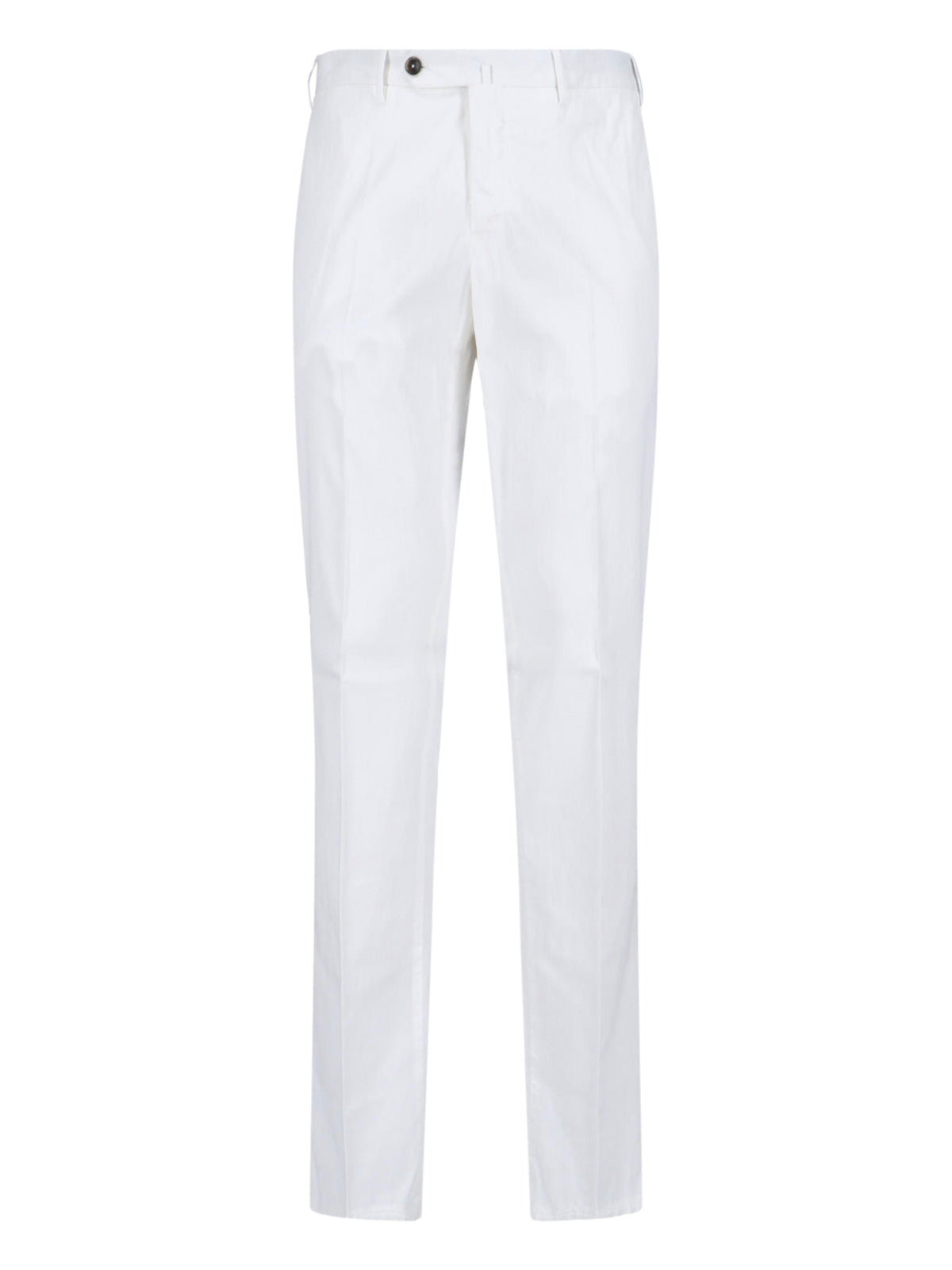 Lyocell/Cotton Straight Trousers – White