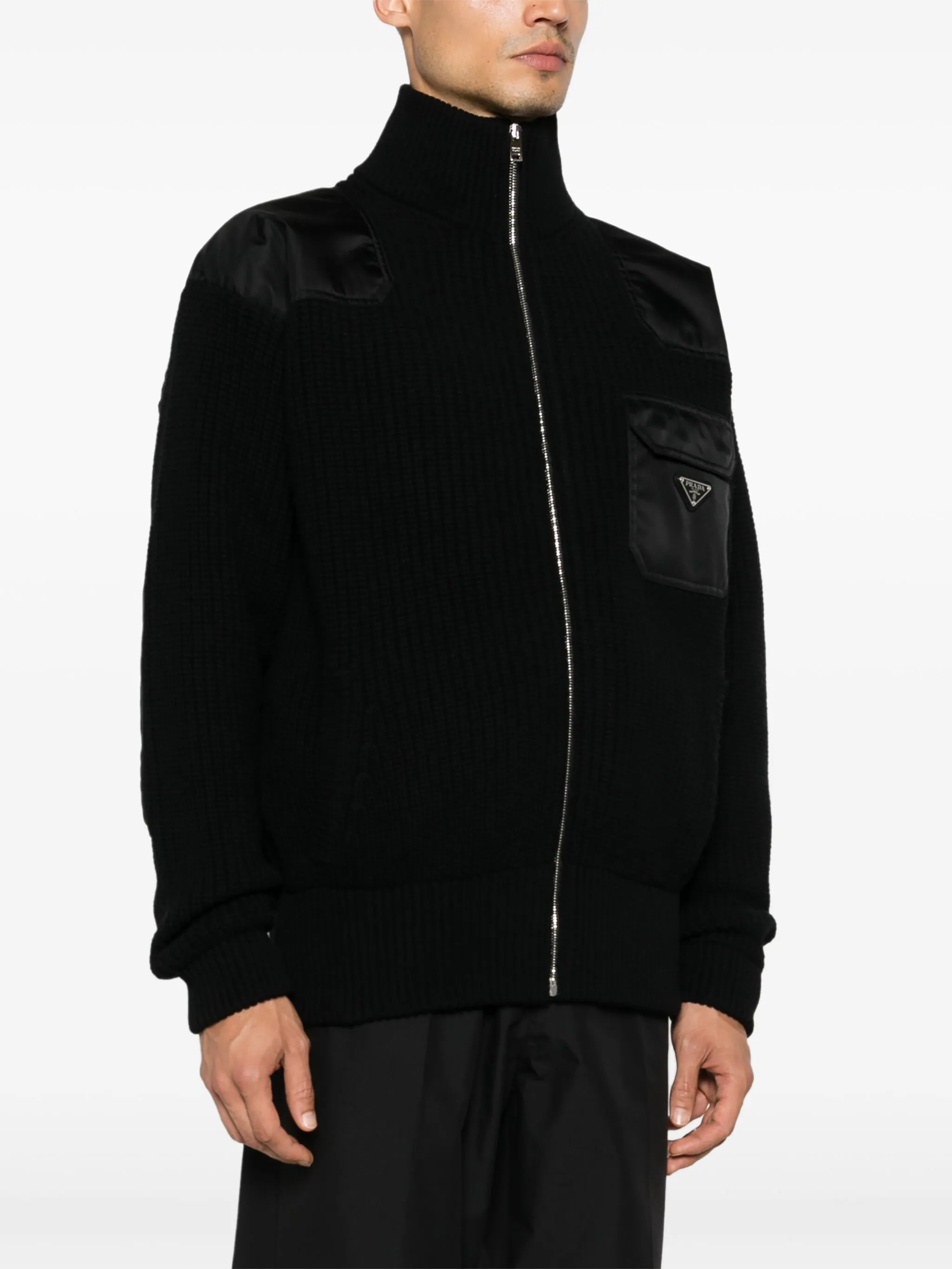 Black Cardigan Wool/Cashmere Re-Nylon Cardigan