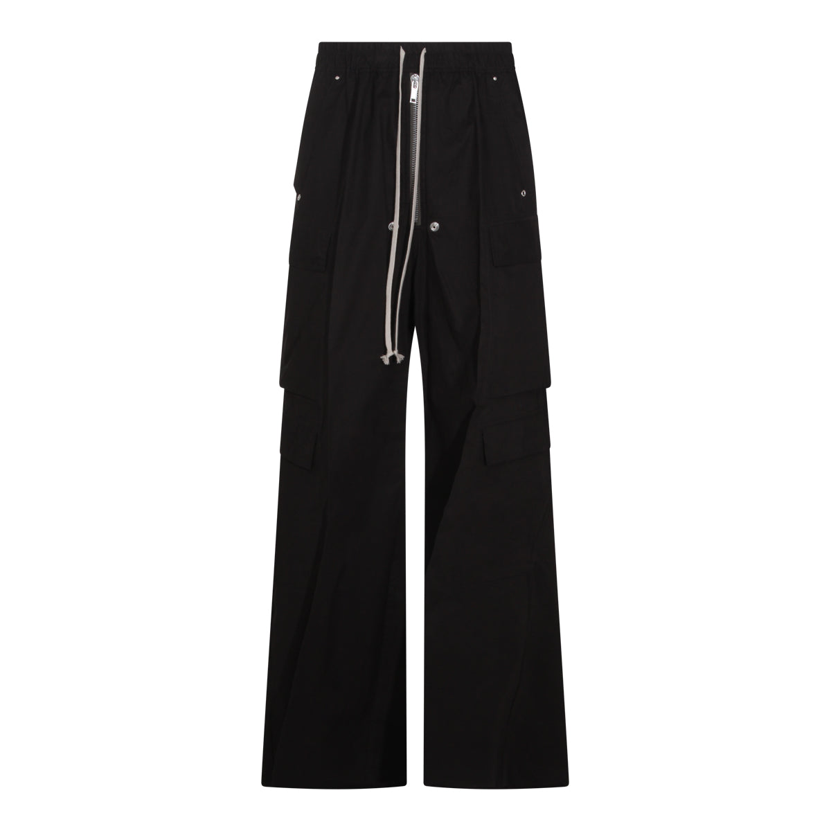 High-Waisted Black Cotton Trousers