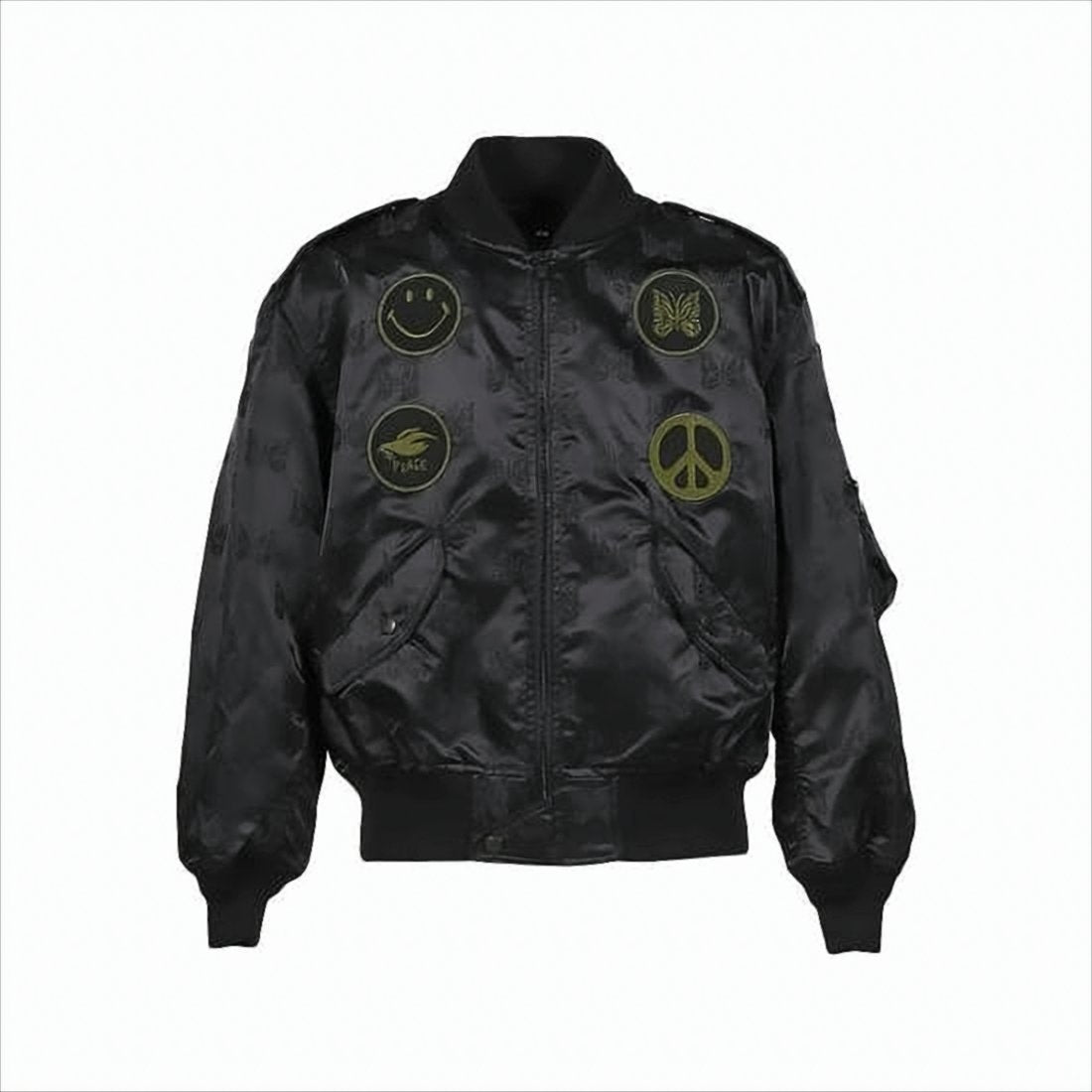 Nylon Bomber Jacket with Detailed Embroidery