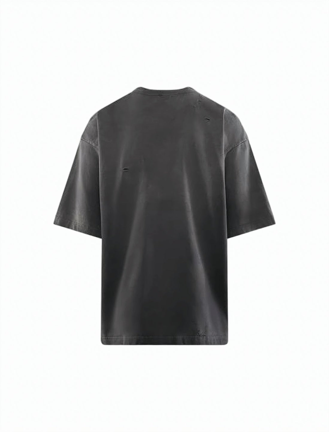 Distressed Black Short-Sleeved T-Shirt With Abstract Graphic