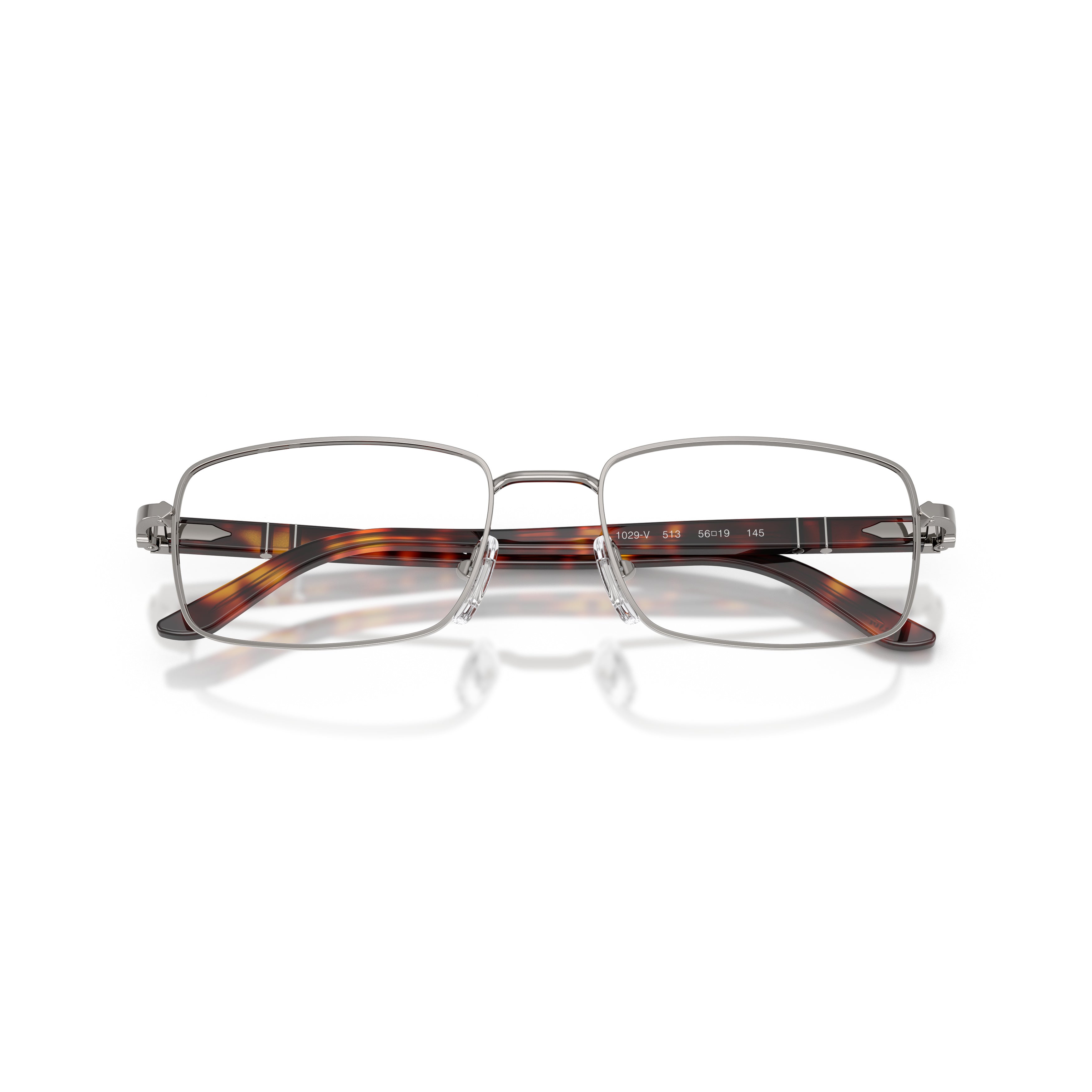 Rectangular Metal Frame Eyeglasses With Tortoiseshell Accents