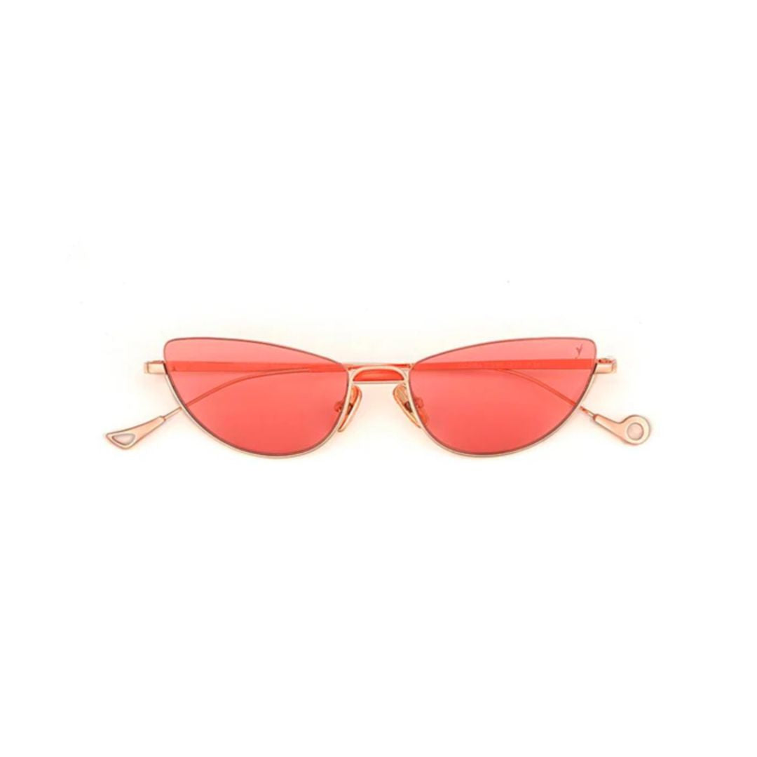 Odaiba C.1-66 Narrow Cat-Eye Sunglasses with Geometric Metal Frames
