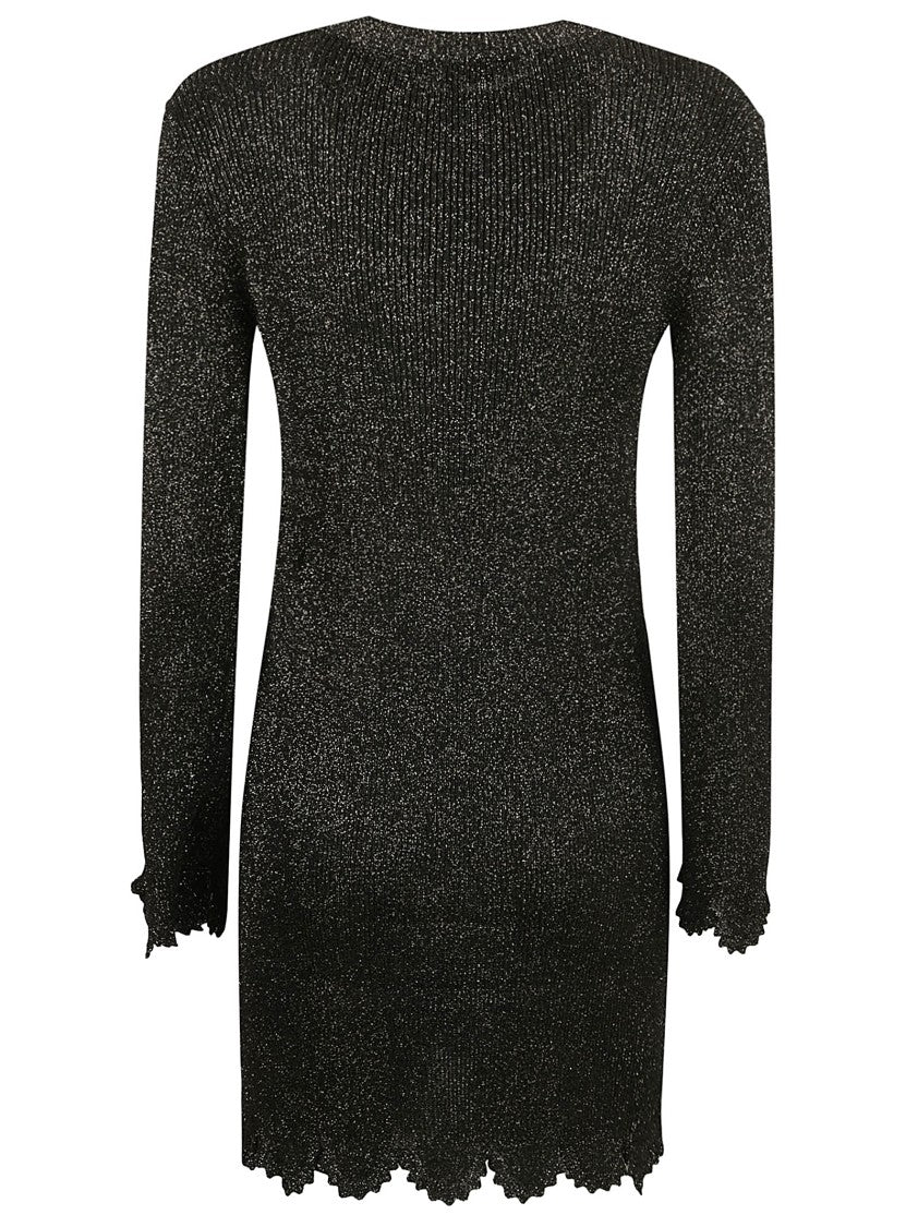 Fitted Black Dress With Metallic Fibers