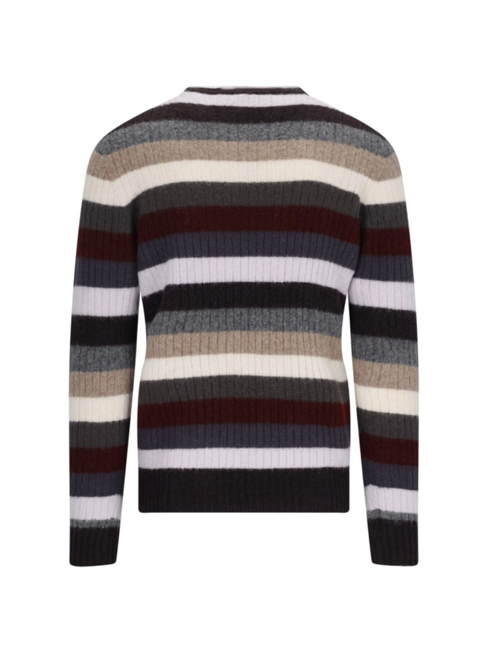 Striped Sweater In Multicolor Wool Ribbed Design Striped