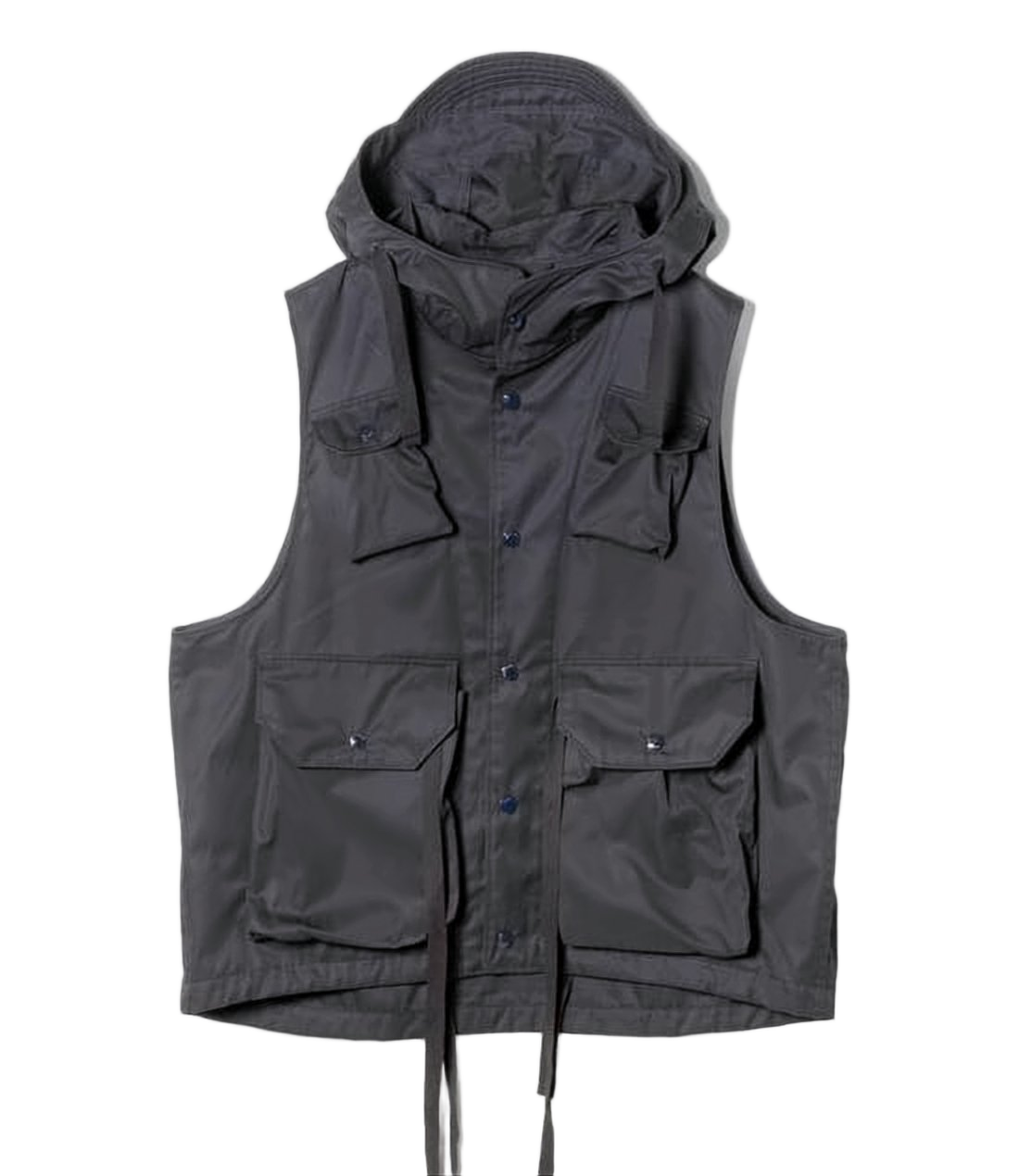 Hooded Cotton Vest with Flap Pockets