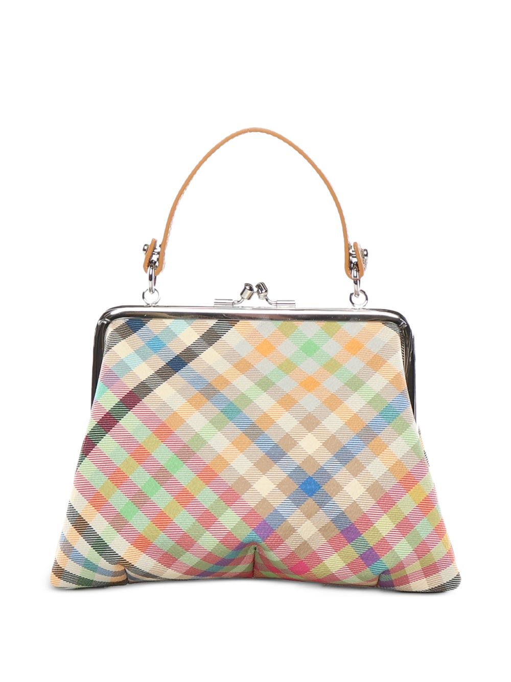 Structured Beige Plaid Shoulder Bag