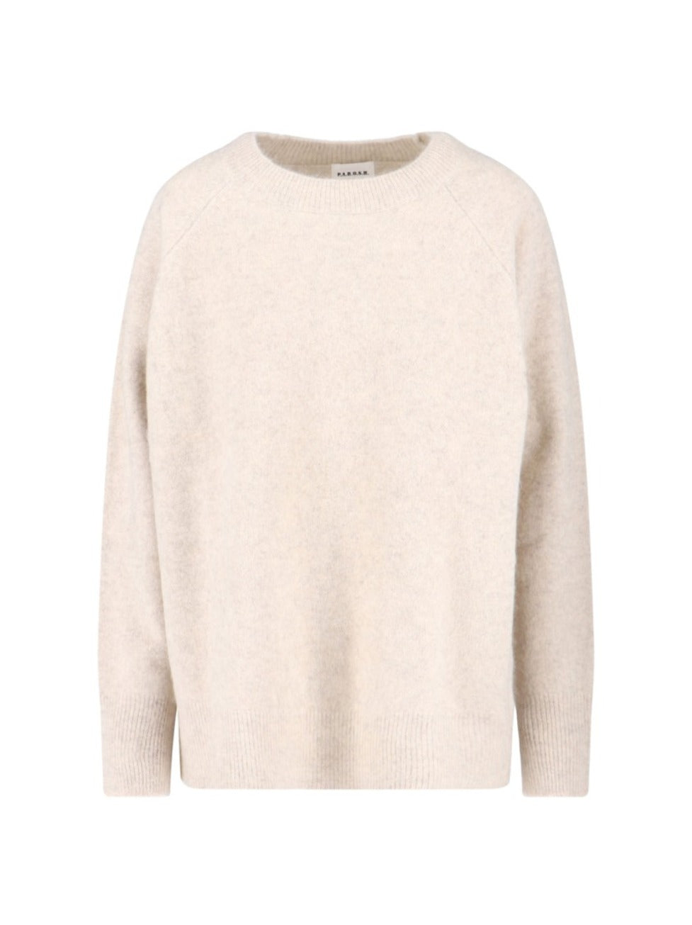 Relaxed-Fit White Knit Sweater With Ribbed Details