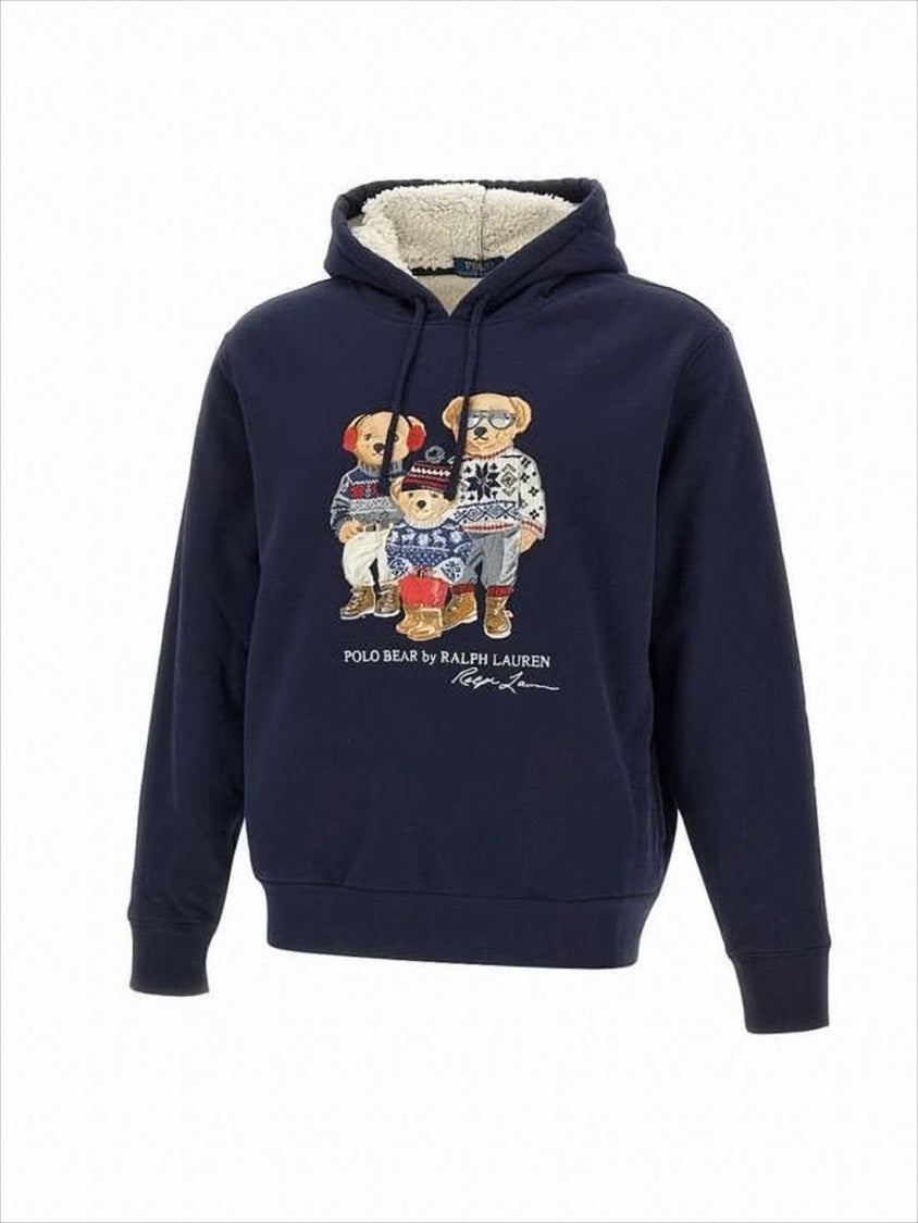Sherpa-Lined Hoodie with Iconic Bear Graphic