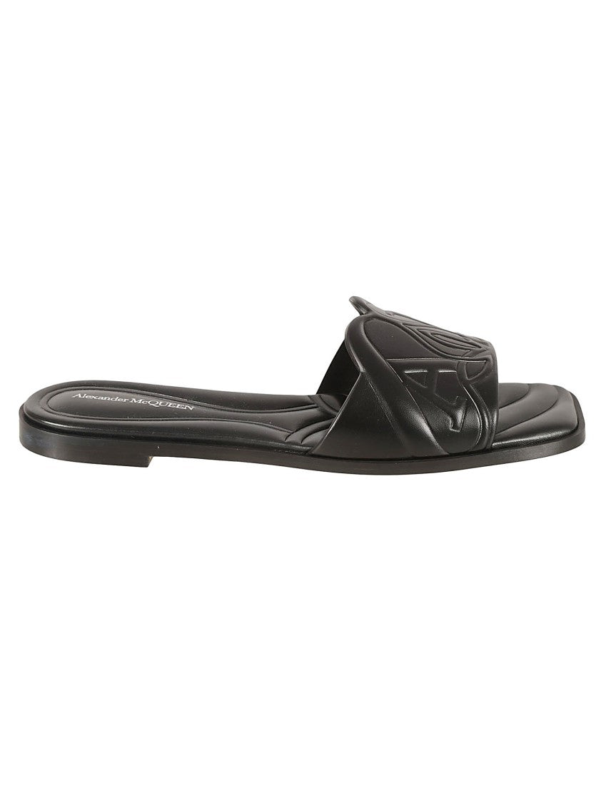 Black Sandals With Embossed Detailing
