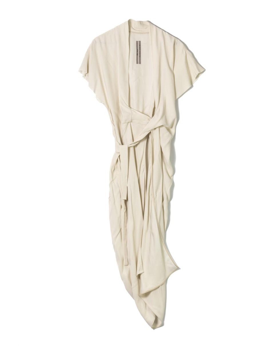 Knee-Length Silk Dress With Wraparound Design
