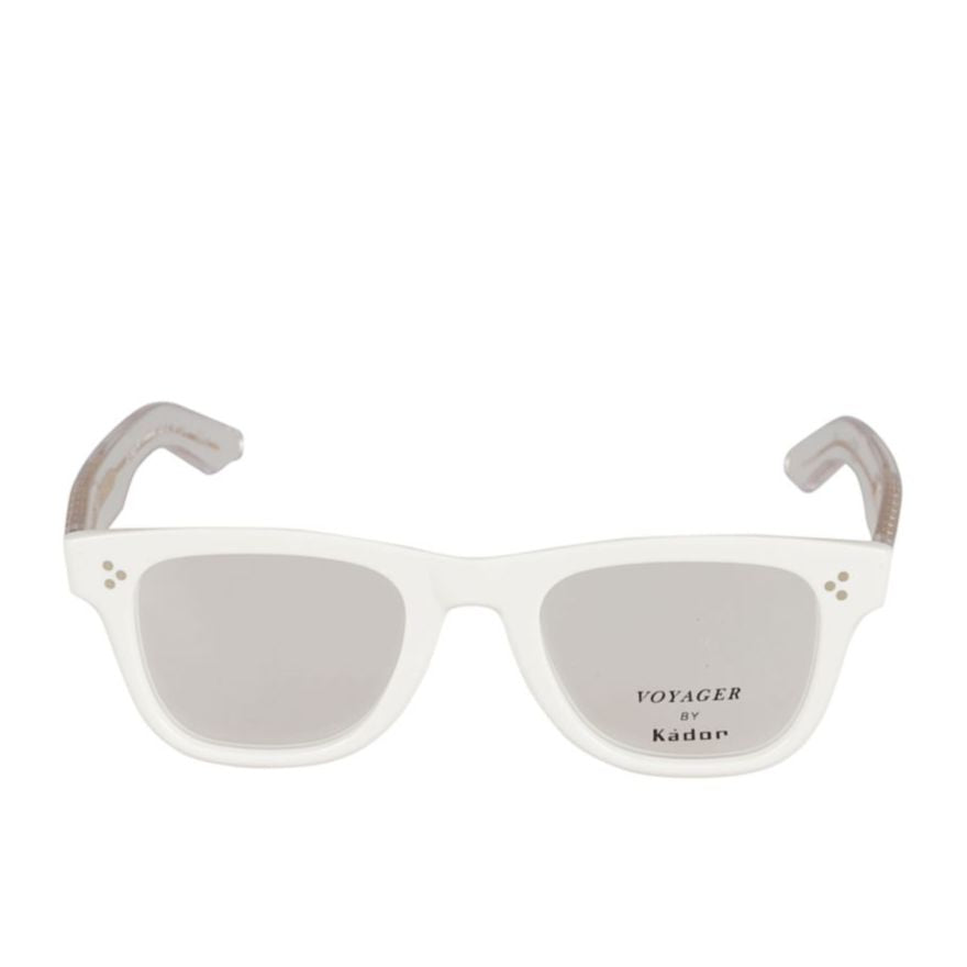 Voyager 23 Translucent White Rectangular Sunglasses with Gold Accents