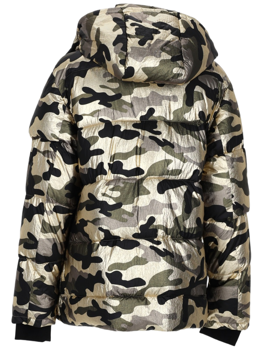 Puffer Jacket With Camouflage Pattern And High Collar