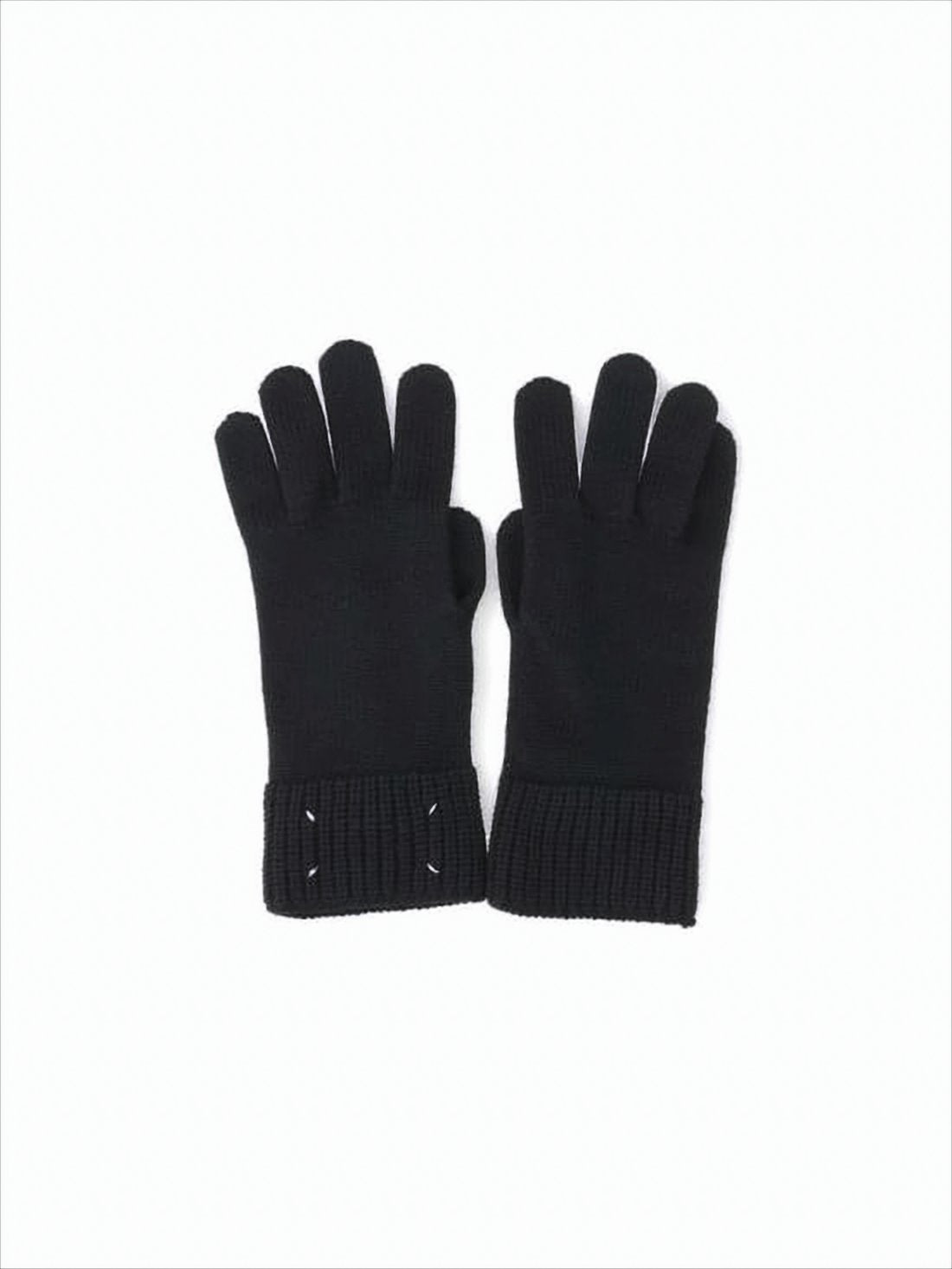 Ribbed Knit Gloves with Four Stitch Detailing