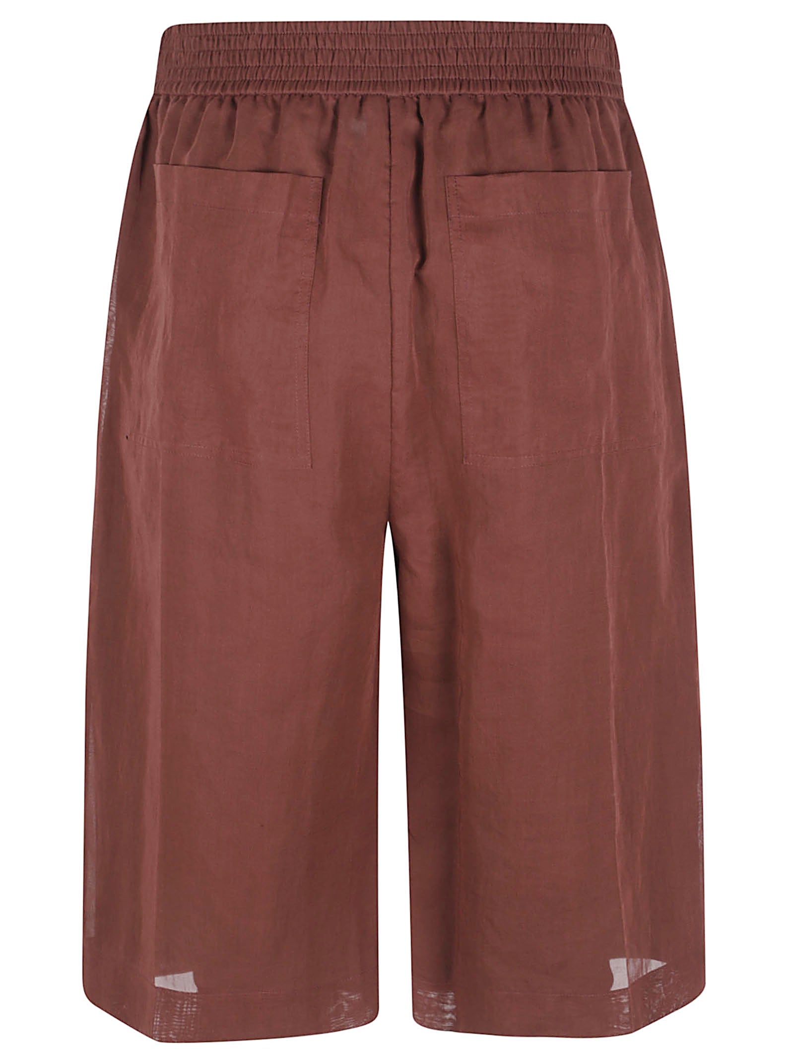 Relaxed Fit Brown Shorts with Elastic Waistband and Functional Pockets