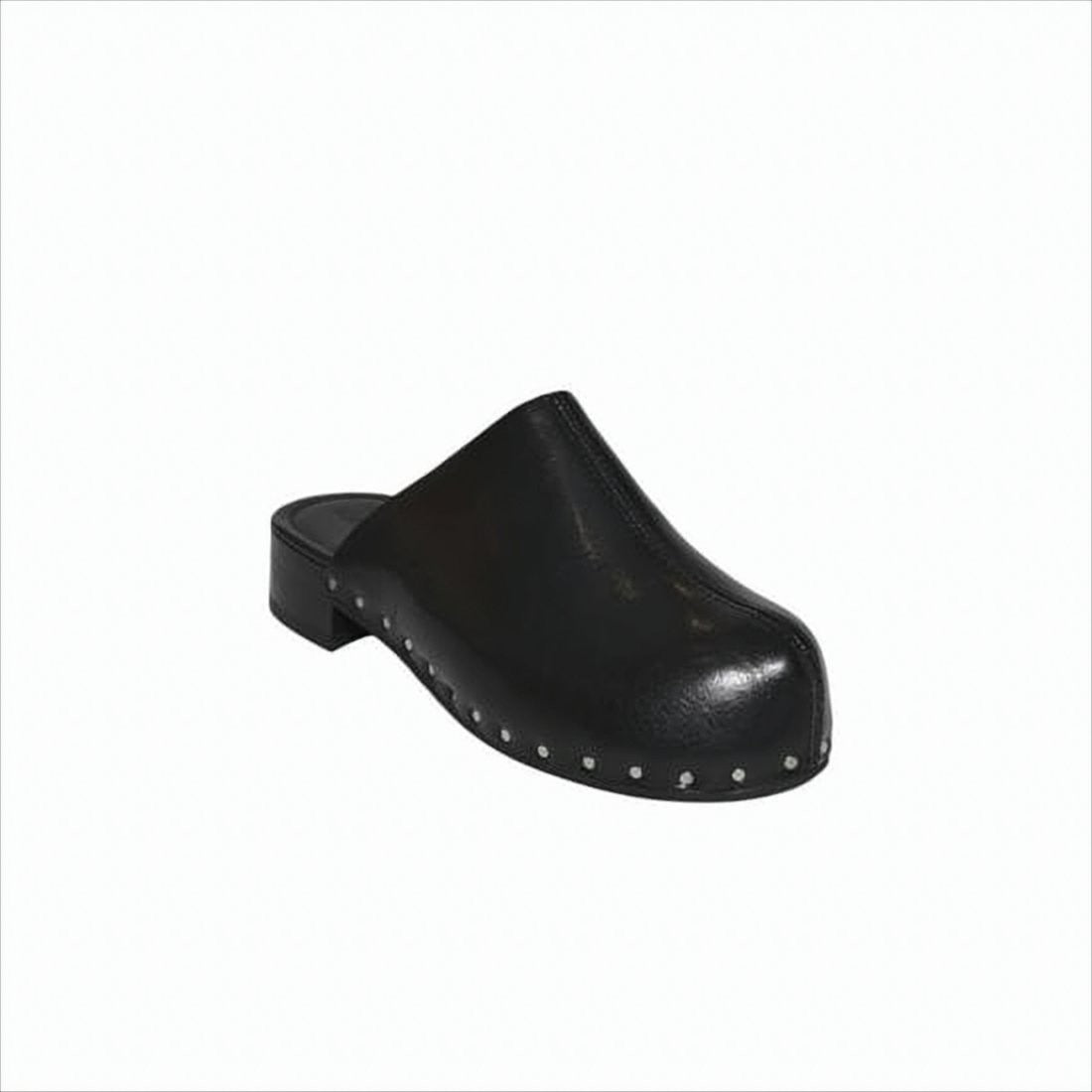 Cowhide Leather Mule with Metallic Accents