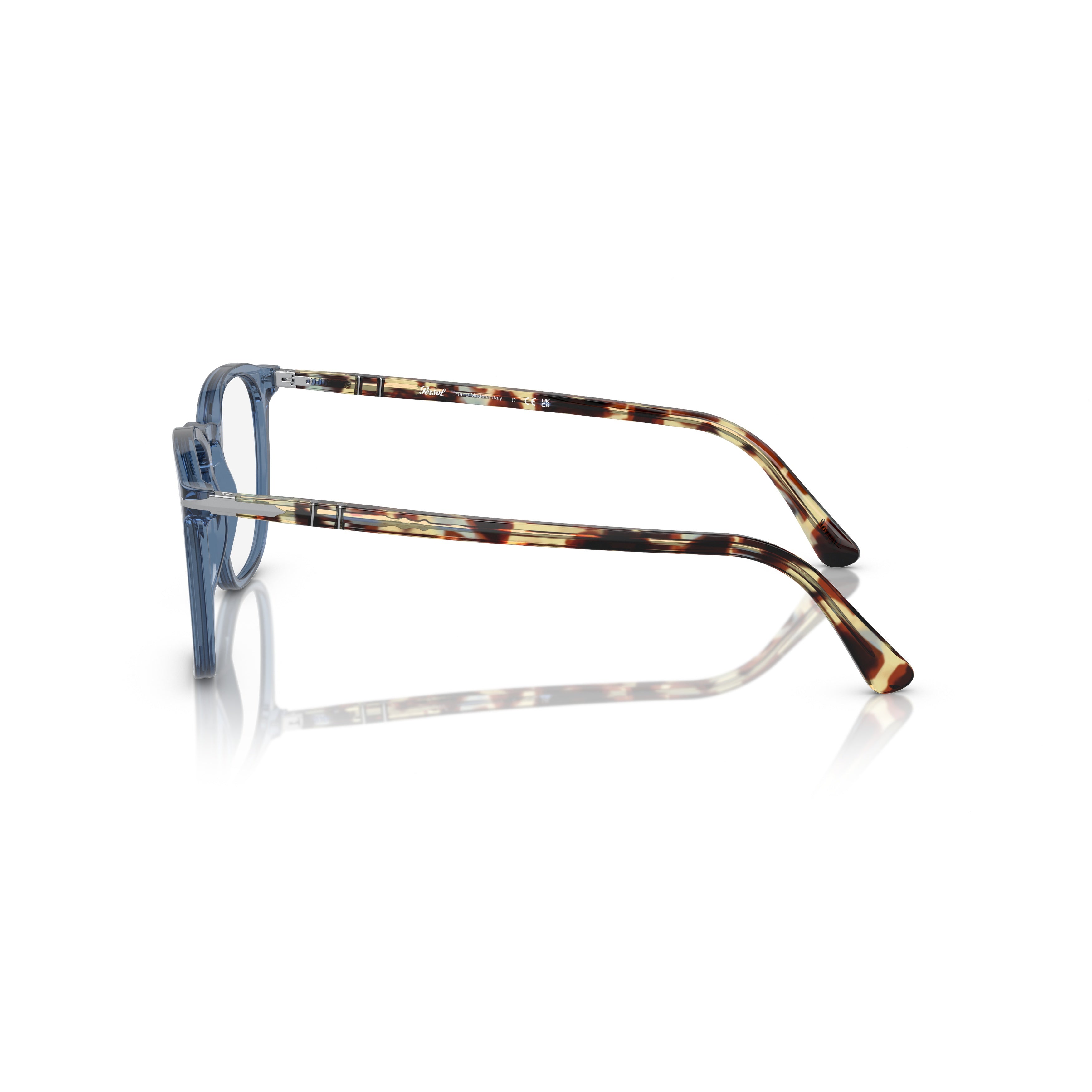 0po3318v Rounded Square Eyeglasses with Translucent Blue Front
