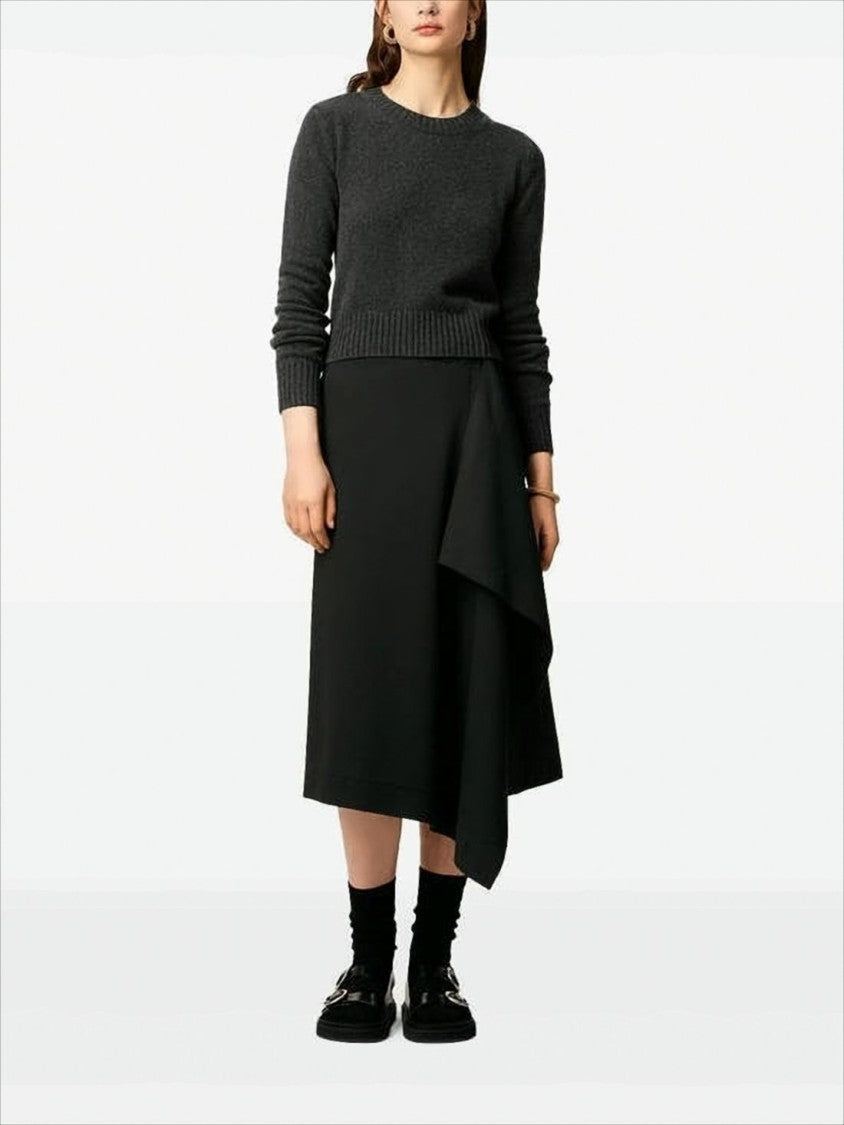 Cropped Grey Cashmere and Wool Sweater