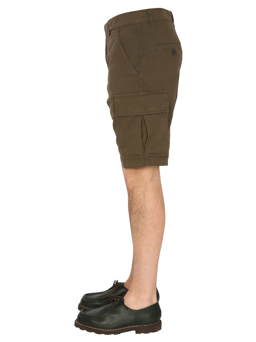 Brown Cargo Shorts With Flap Pockets