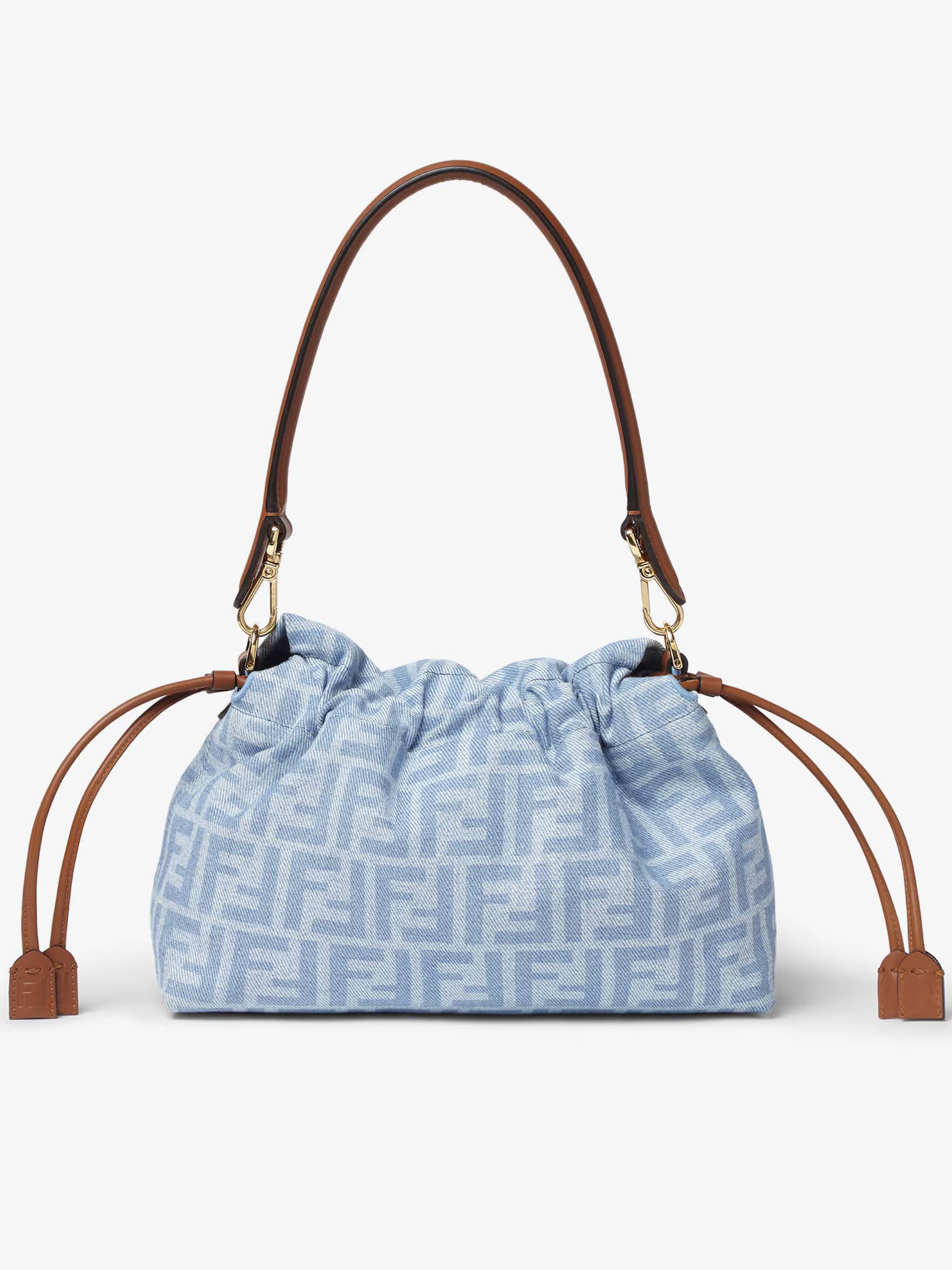 Soft Slouchy Baguette Bag with Monogram Pattern and Gold-tone Clasp