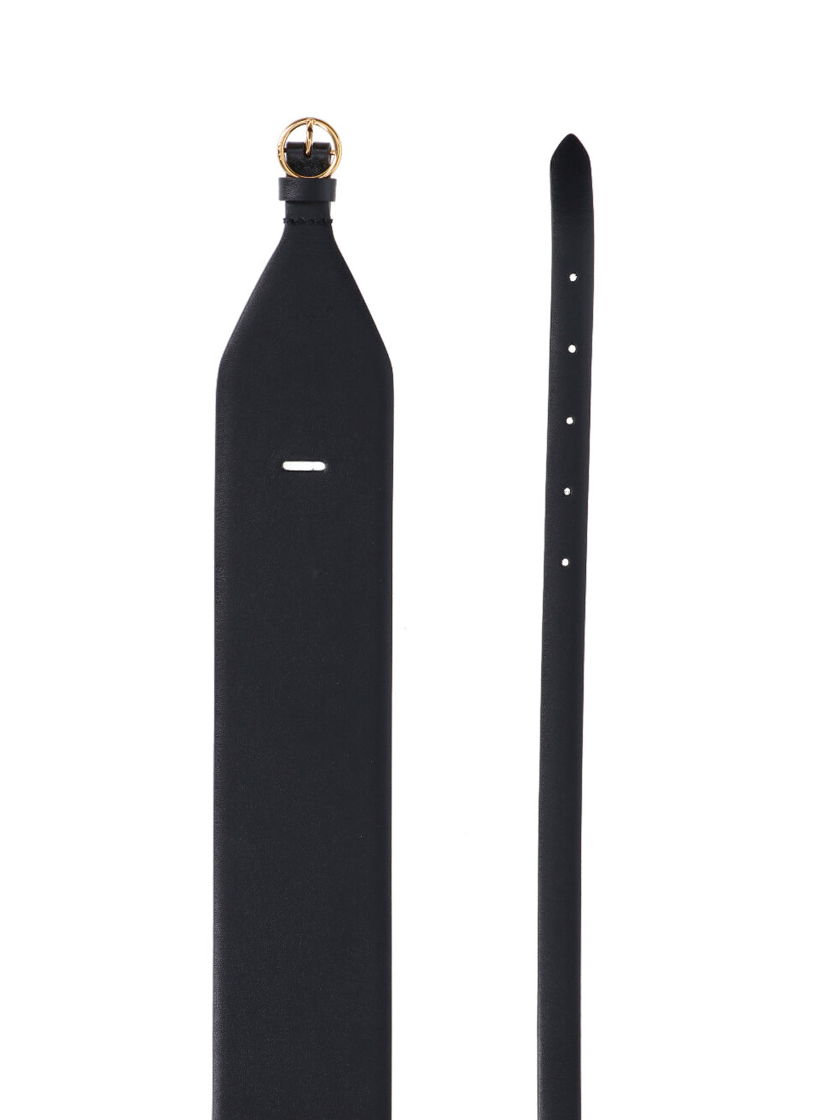 Black Wide Double Calf Leather Belt