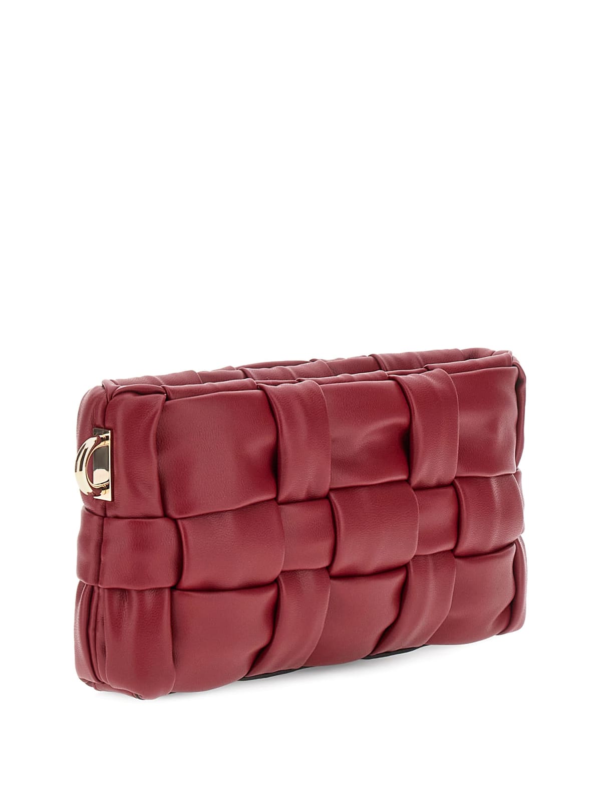 Quilted Burgundy Shoulder Bag With Gold-Tone Hardware