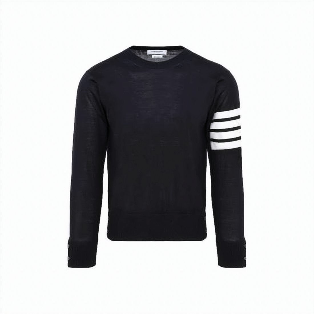 Merino Wool Sweater with Three-Stripe Detail