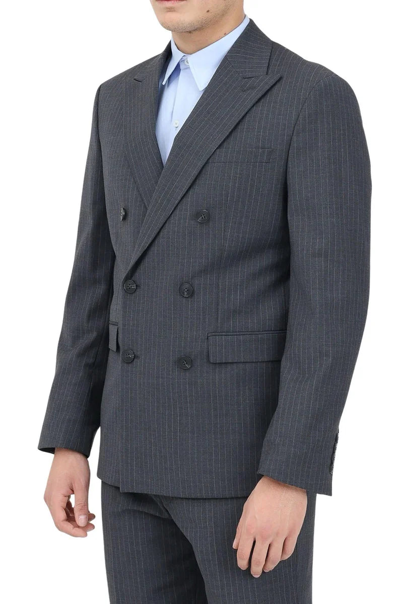 Wool Double-Breasted Jacket - Grey