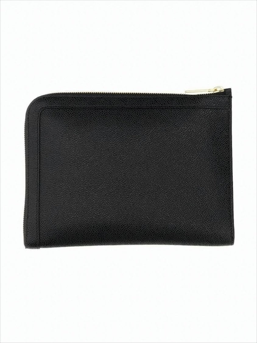 Textured Calf Leather Clutch with Zip-Around Closure