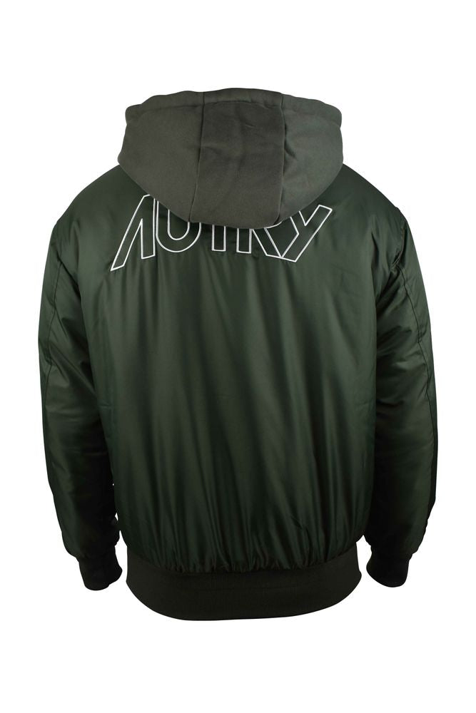Hooded Bomber Jacket With Embroidered Logos