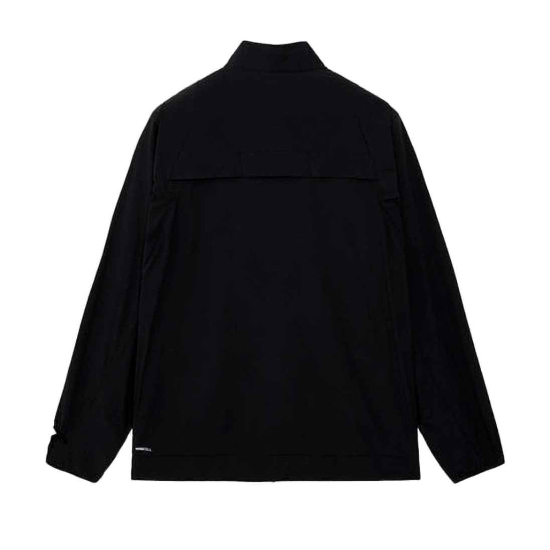 Full-Zip Black Polyester Jacket with Stand-Up Collar