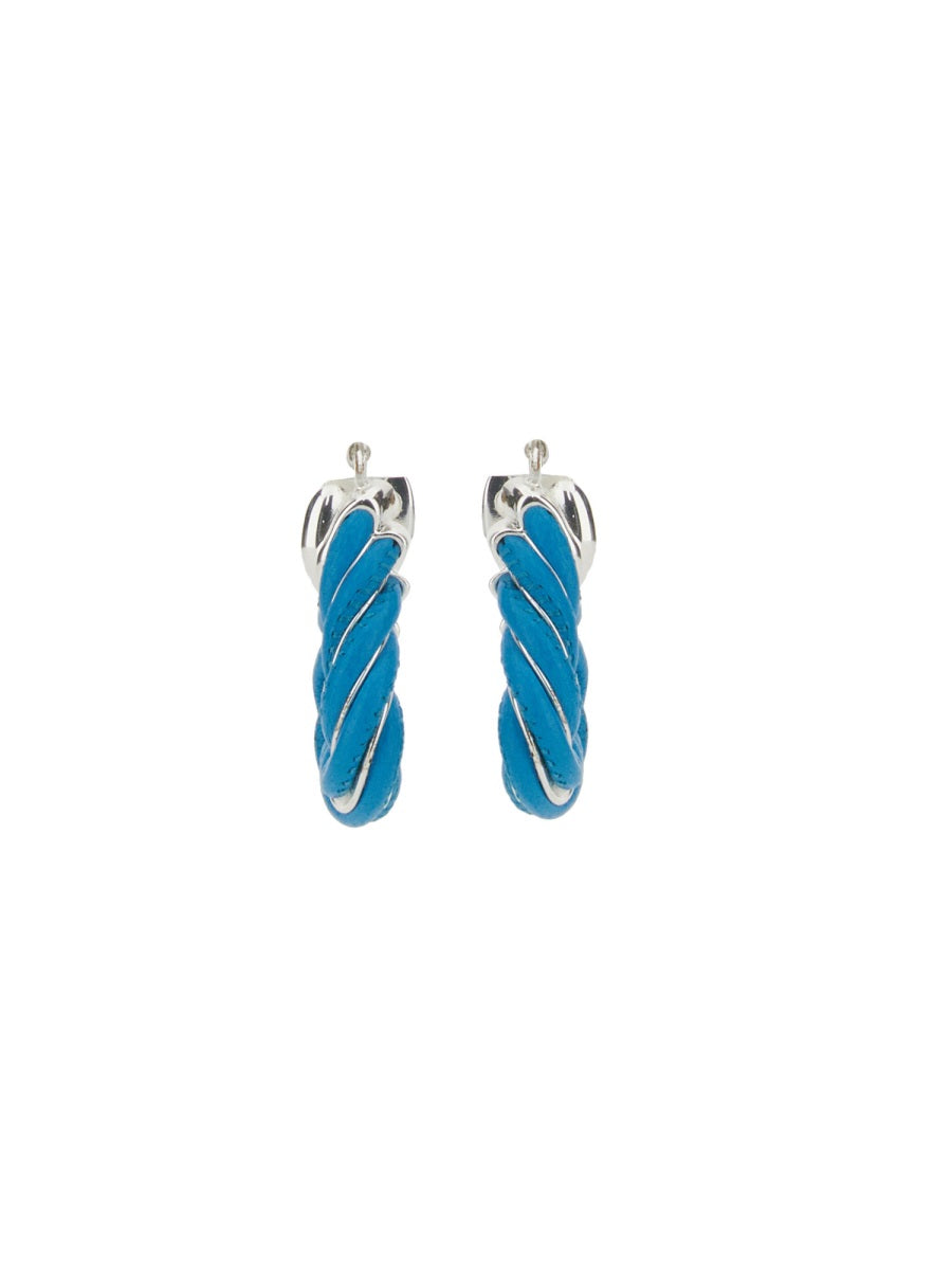 Triangular Twist Hoop Earrings with Silver