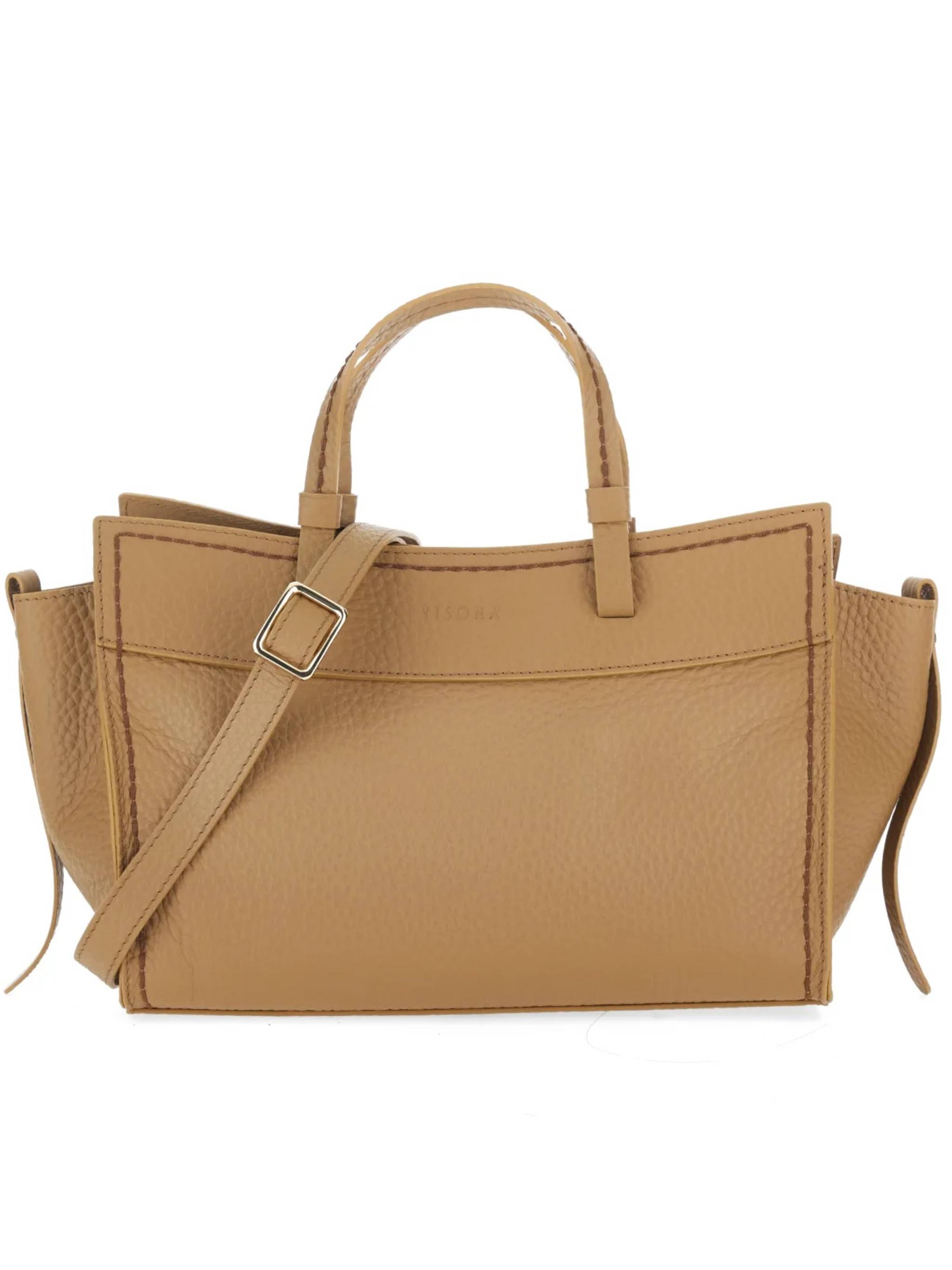 Brown Queen Rectangular Pebbled Leather Handbag